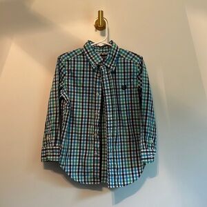 Brand chaps size 4 T color, green, and navy blue and white plaid